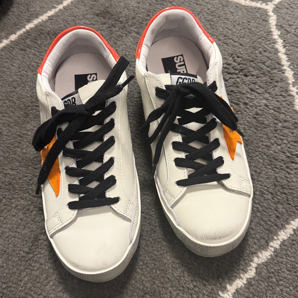Women's White and Orange Sneakers
